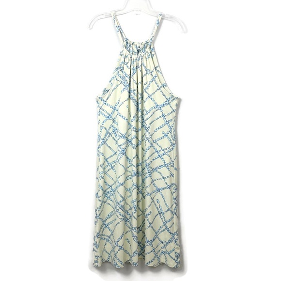 J. McLaughlin Dresses & Skirts - J. McLaughlin Maria Blue Beaded Link Halter Dress Women’s Size Large below knee